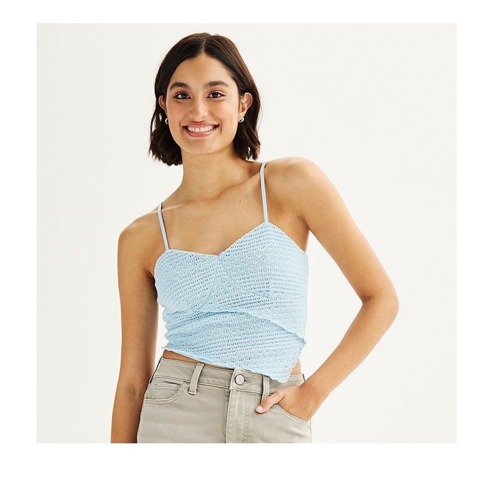Love Fire Crochet‎ Cami Asymmetrical Hem Boho Festival Women XL Blue